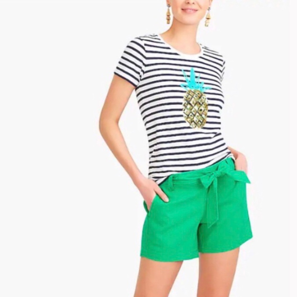 J. Crew | Striped Sequin Pineapple T-Shirt L